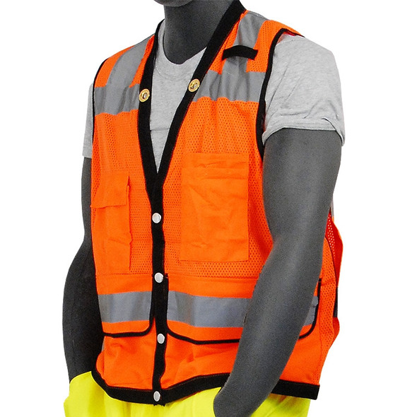 Majestic Class 2 Hi Vis Orange Heavy Duty Mesh Construction Safety Vest 75-3208