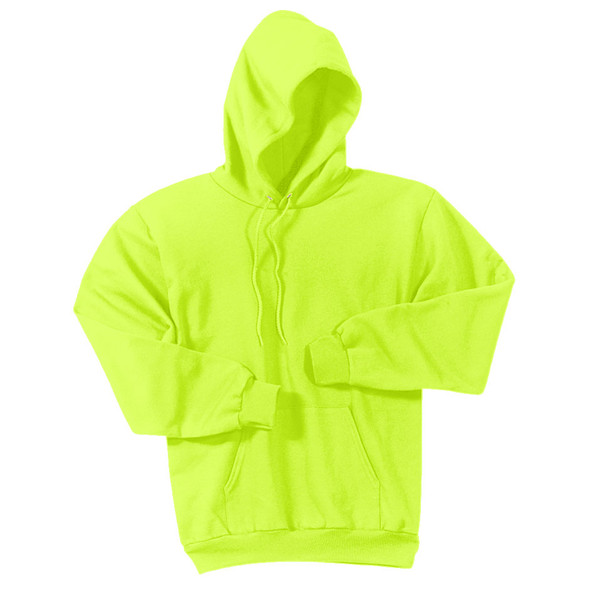 Port and Company Enhanced Visibility Hooded Sweatshirt PC90H Safety Green/Front