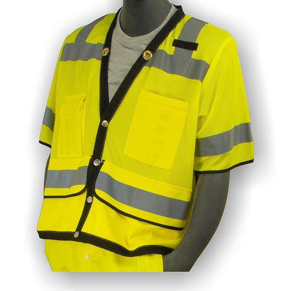 Majestic Class 3 Hi Vis Yellow Heavy Duty Mesh Safety Vest 75-3307