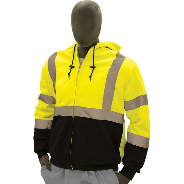 Majestic Class 3 Hi Vis Yellow Hooded Sweatshirt with Teflon Protector 75-5331