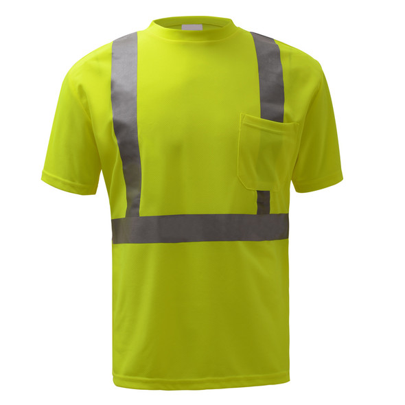 GSS Class 2 Hi Vis Lime Black Bottom Moisture Wicking T-Shirt with