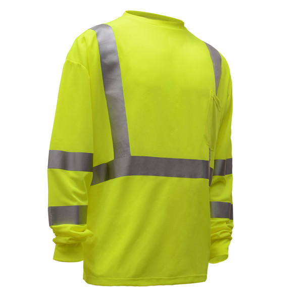 GSS Class 3 Hi Vis Lime Long Sleeve Moisture Wicking T-Shirt 5505 Right Side