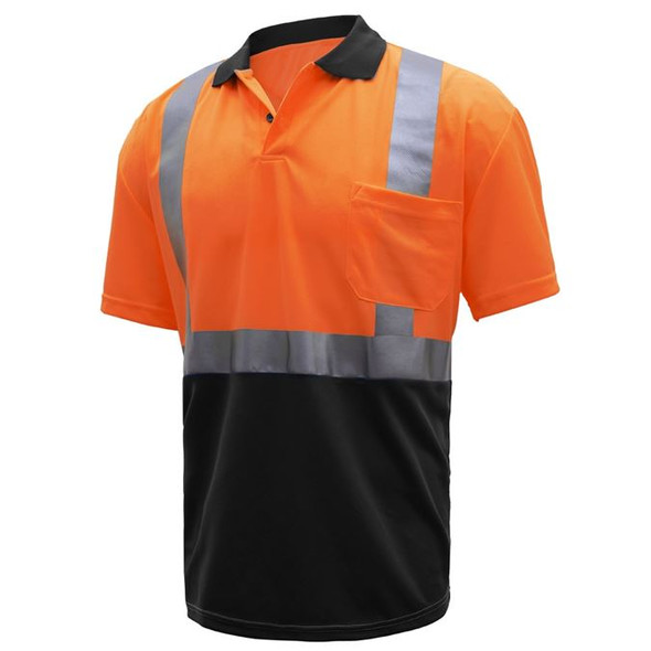 GSS Class 2 Hi Vis Orange Polo Shirt with Black Bottom and Collar 5004