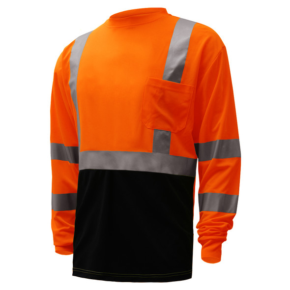 GSS Class 3 Hi Vis Orange Black Bottom Long Sleeve T-Shirt 5114 Left Side