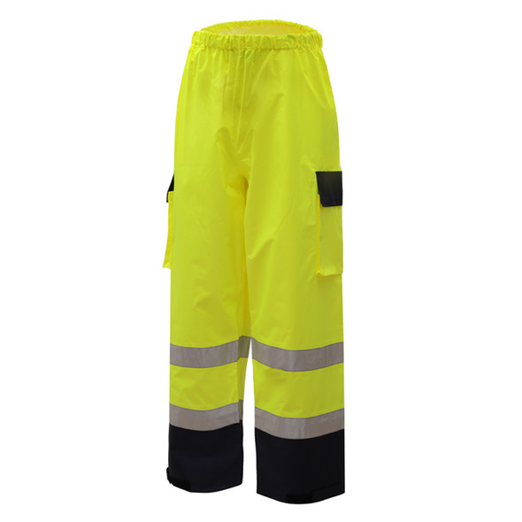 GSS Class E Hi Vis Lime Rain Pants with Black Bottom 6803 Left Side