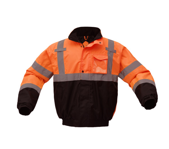 GSS Class 3 Hi Vis Orange Winter Bomber Jacket with Quilt Lining 8002 Front