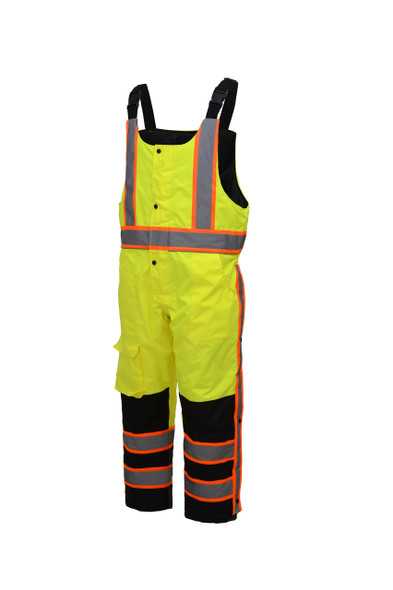 GSS Class E Hi Vis Lime 2 Tone Trim Heavy Weight Insulated Winter Bib 8701 Side