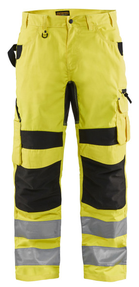 Blaklader Class E Hi Vis Yellow Black Bottom Rip Stop Pants 169918313399 Front