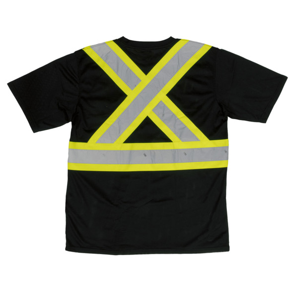 Tough Duck Class 1 Enhanced Vis Black Two-Tone X-Back T-Shirt with Pocket S392-BLK Back