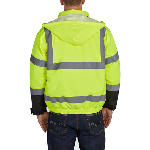 Utility Pro Class 3 Hi Vis Yellow Quilted Bomber Jacket UHV562 Back