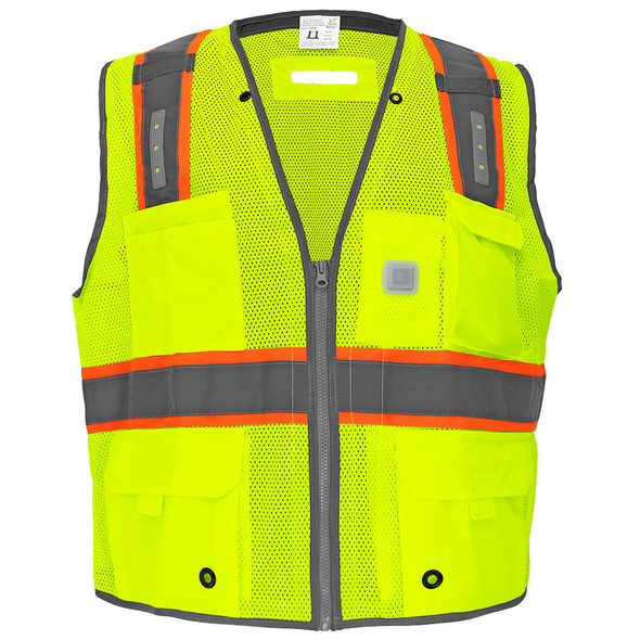 FrogWear® HV Premium Surveyors LED Safety Vest - GLO-15LED - Front