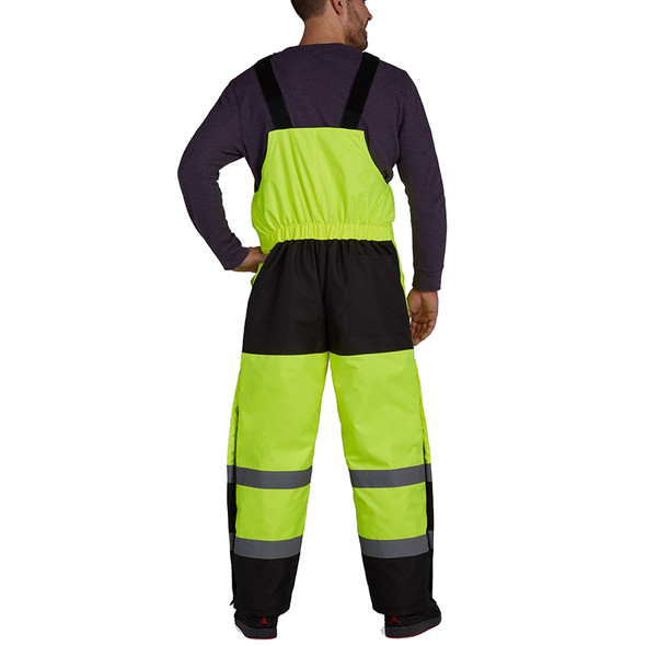 Utility Pro Non-ANSI Hi Vis Yellow Lined Bib Overalls with Teflon Protector UHV500 Back