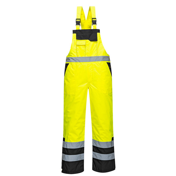 PortWest Class E Yellow Waterproof Quilt Lined Bib with Black Bottom S489