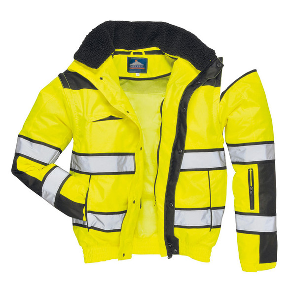Class 3 Hi Vis Classic Bomber Jacket with Black Trim UC466