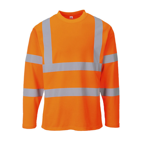 PortWest Class 3 Hi Vis Cotton Comfort Long Sleeve T-Shirt S278 Orange