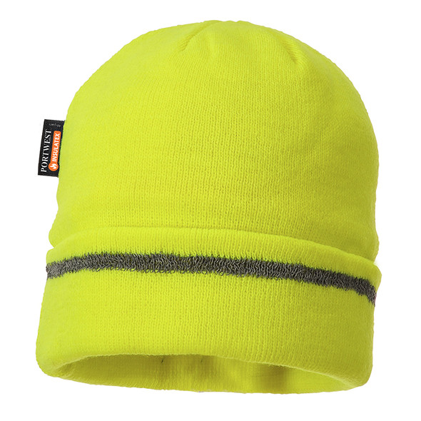 PortWest Reflective Trim Visibility Insulatex Lined Knit Hat B023-HV Yellow