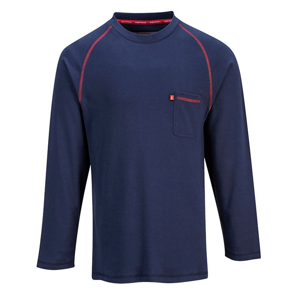 PortWest FR Moisture Wicking Bizflame Crew Neck FR01 Navy Front