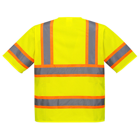 PortWest Class 3 Hi Vis Yellow Kobuk 5-Point Breakaway Vest US382 Back