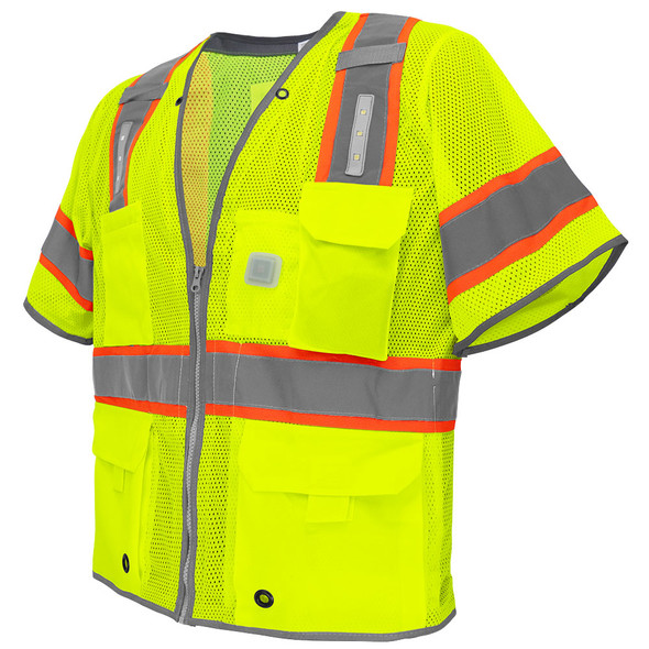 Global Glove Class 2 Hi Vis LED Premium Surveyors Safety Vest GLO