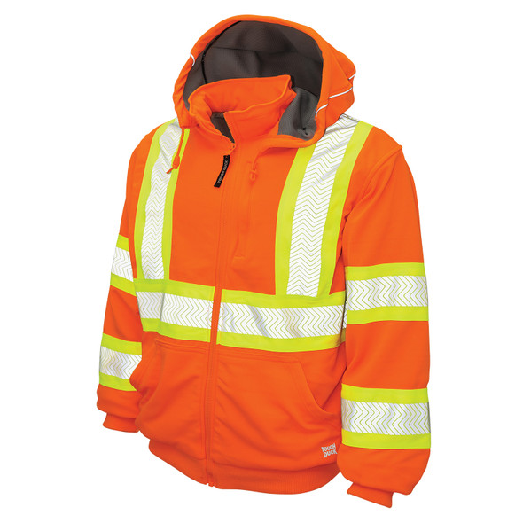 Tough Duck Class 2 X-Back Hi Vis Fluorescent Orange Zip-Up Fleece