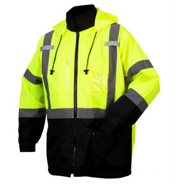 Pyramex Class 3 Hi Vis Lime Black Bottom 2-in-1 Parka RP3110 Front