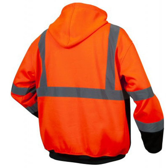 Pyramex Class 3 Hi Vis Orange Black Bottom Teflon Treated Zipper Sweatshirt RSZH3320 Back