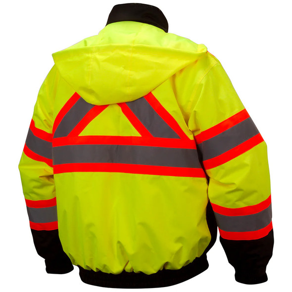 Pyramex Class 3 X-Back Hi Vis Two-Tone Lime Jacket RCJ3210 Back