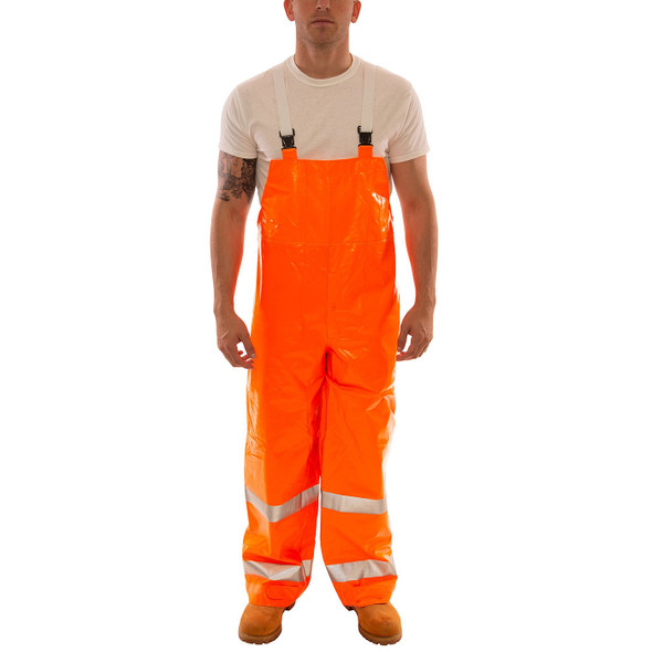 Tingley Class E Hi Vis Orange Comfort-Brite Rain Overalls O53129 Front