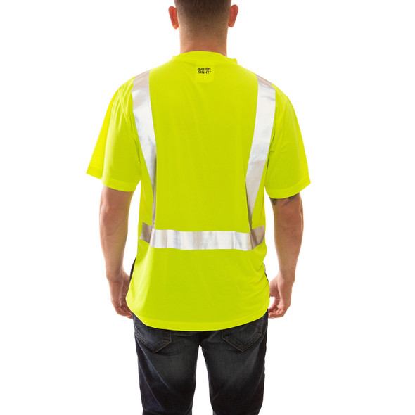 Tingley Class 2 Hi Vis Yellow Black Bottom Moisture Wicking Job Sight T-Shirt S75122 Back