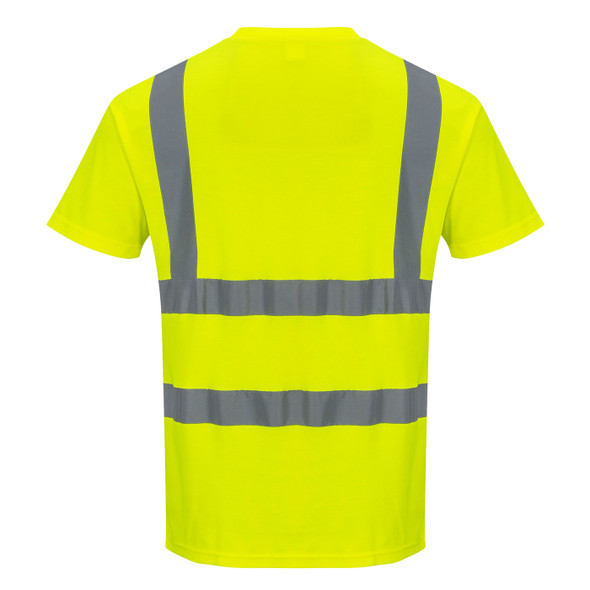 PortWest Class 2 Hi Vis Yellow Cotton Comfort T-Shirt with 35 UPF S170 Back