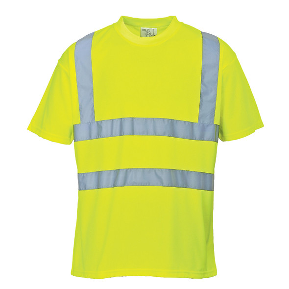 PortWest Class 2 Hi Vis Yellow Moisture Wicking T-Shirt with 50 UPF Protection S478 Front