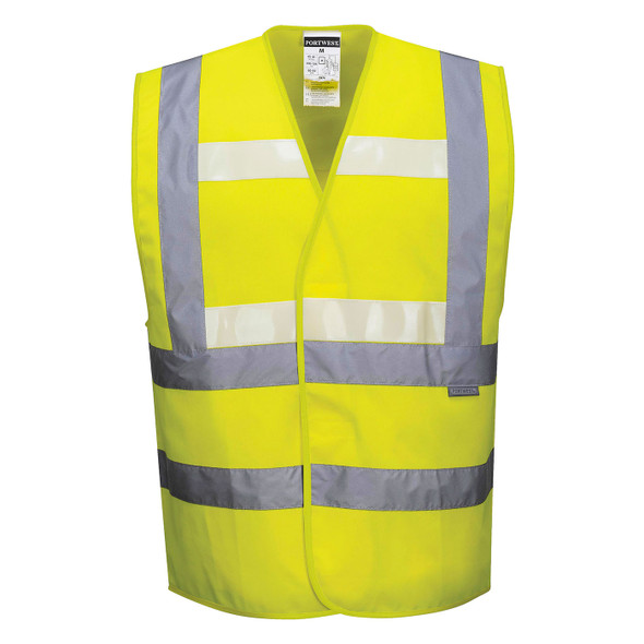 PortWest Class 2 Hi Vis Yellow Glowtex Safety Vest G470 Yellow Front