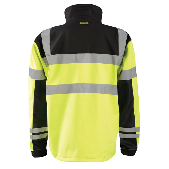 Occunomix Class 3 Hi Vis Yellow Soft Shell Jacket with Black Trim LUX-M6JKT Back Occunomix Class 3 Hi Vis Yellow Soft Shell Jacket with Black Trim LUX-M6JKT Back