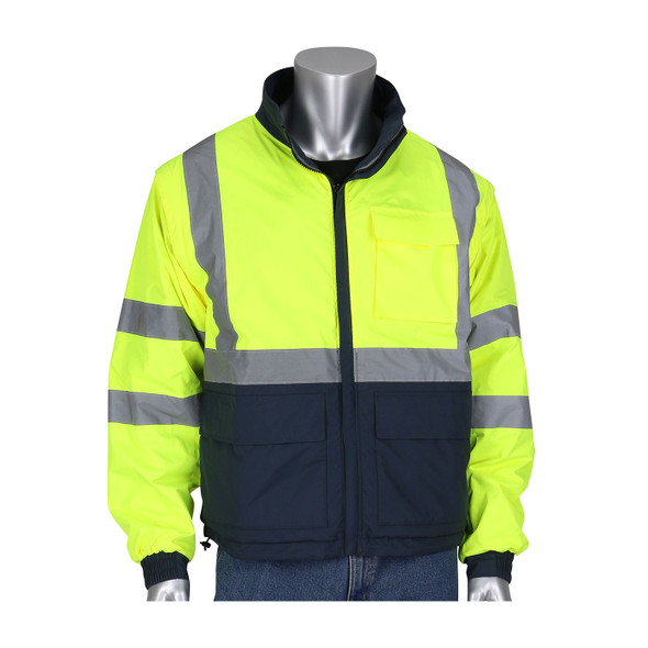 PIP Class 3 Hi Vis Yellow Dark Gray Bottom 4-in-1 Windbreaker 333-1500-R Jacket PIP Class 3 Hi Vis Yellow Dark Gray Bottom 4-in-1 Windbreaker 333-1500-R Jacket