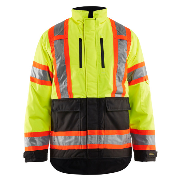 Blaklader Class 3 Hi Vis Two-Tone X-Back Yellow Black Bottom Winter Jacket 492819773399 Front