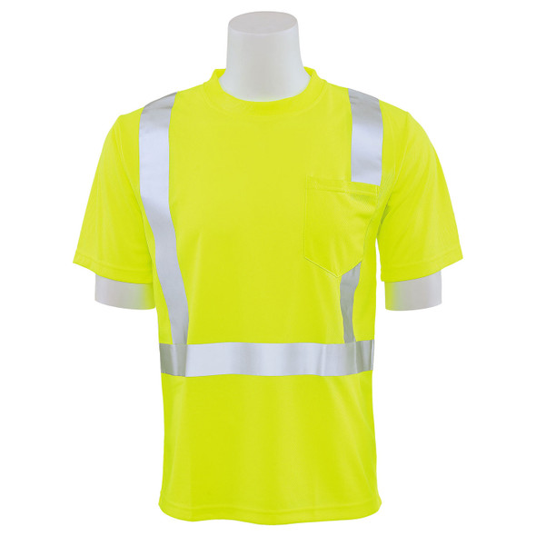 ERB Class 2 Hi Vis Lime Moisture Wicking T-Shirt 9006S-L Front