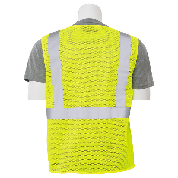 ERB Class 2 Hi Vis Lime Economy Mesh Safety Vest with Zipper Front S363P-L Back