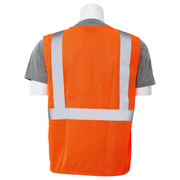 ERB Class 2 Hi Vis Orange Economy Mesh Safety Vest with Zipper Front S363P-O Back
