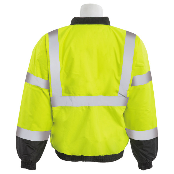 ERB Class 3 Hi Vis Lime Black Bottom Bomber Jacket W105-L Back