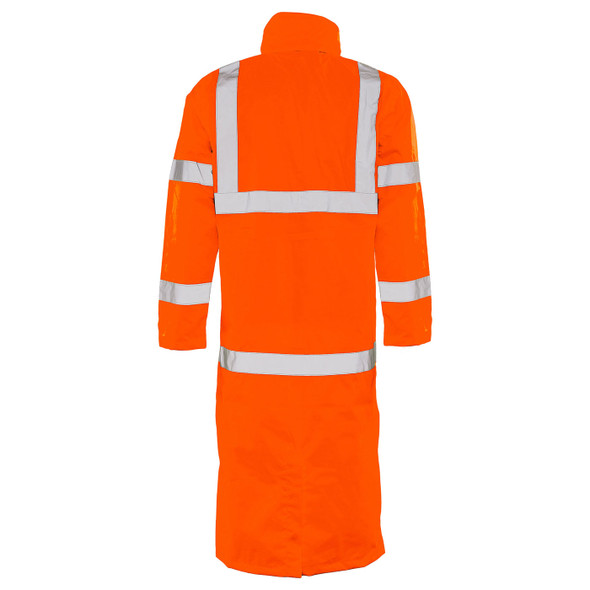 ERB Class 3 Hi Vis Orange Full Length Raincoat S163-O Back