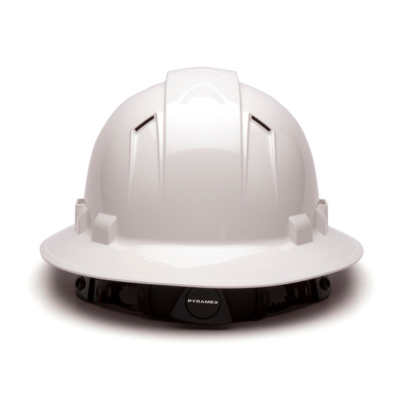 Pyramex Ridgeline Full Brim Vented 4-Point Ratchet Hard Hats HP54110V White Back