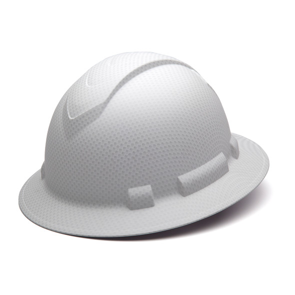 Pyramex Ridgeline Full Brim 4-Point Ratchet Hydro Dipped Hard Hats HP54116 Matte White Front Angled