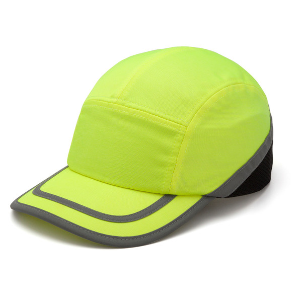 Box of 12 Pyramex Hi Vis Lime Baseball Bump Caps HP50031 Side