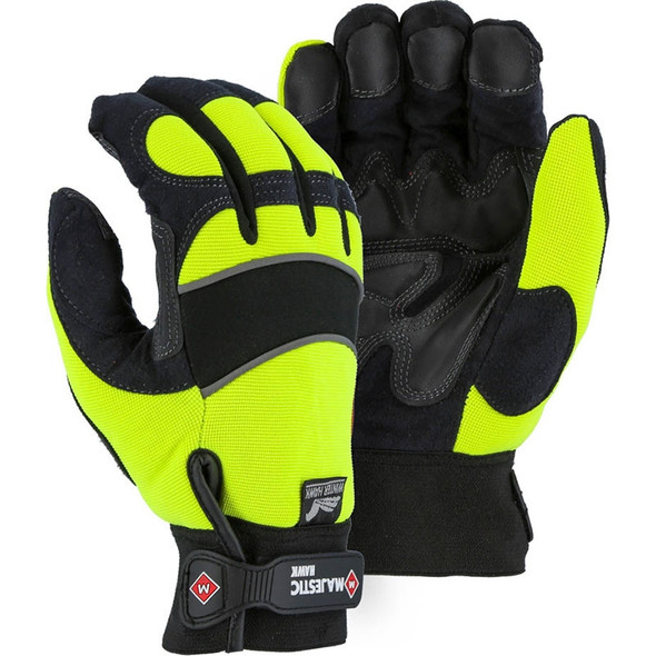 Majestic Hi Vis Yellow Winter Gloves with Armor Skin 2145HYH