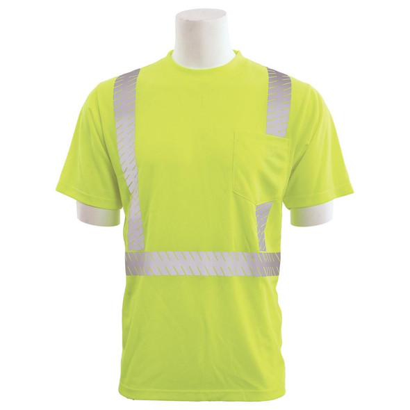 ERB Class 2 Hi Vis Lime Moisture Wicking T-Shirt with Segmented Reflective Tape 9006SEG-L Front