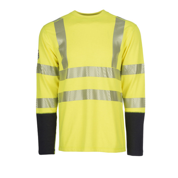 DragonWear FR Class 3 Hi Vis Yellow with Segmented Tape Made in USA Long Sleeve Shirt DFH04 Front