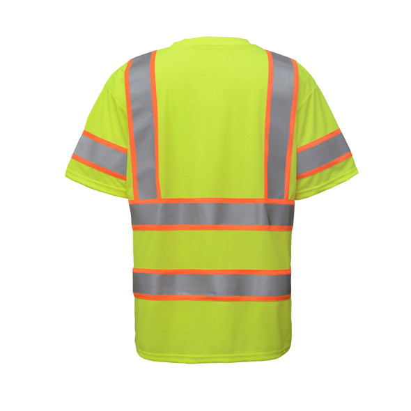 GSS Class 3 Hi Vis Lime Two Tone Reflective T-Shirt with Chest Pocket 5009 Back