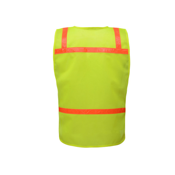 GSS Non-ANSI Enhanced Visibility Lime Mesh Economy Safety Vest 3121 Back