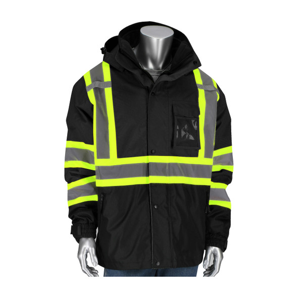 PIP Class 1 Enhanced Visibility Two-Tone 3-in-1 Rip-Stop Safety Jacket 331-1772-BK Jacket