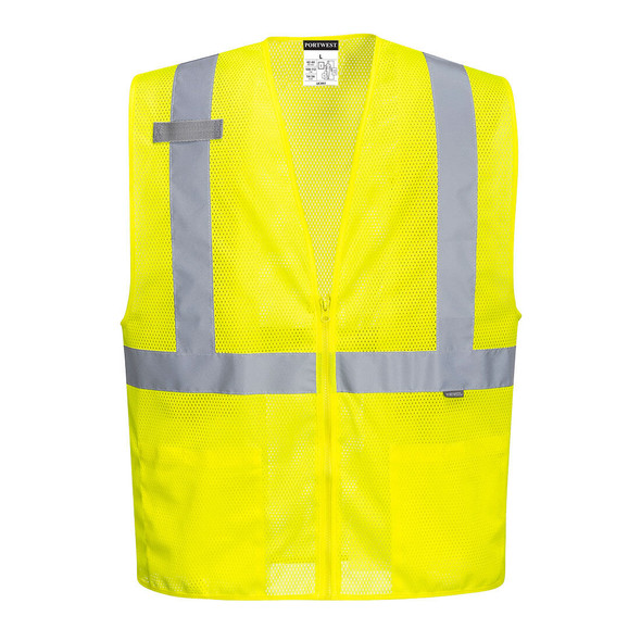 PortWest Class 2 Hi Vis Yellow Economy Mesh Zipper Safety Vest UC493